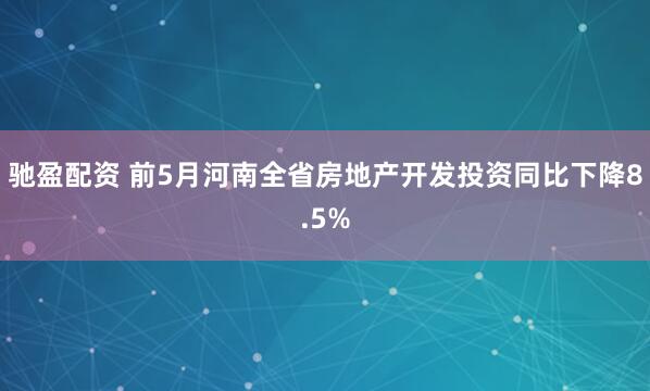 驰盈配资 前5月河南全省房地产开发投资同比下降8.5%