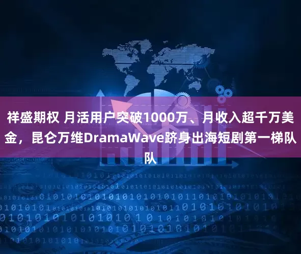 祥盛期权 月活用户突破1000万、月收入超千万美金，昆仑万维DramaWave跻身出海短剧第一梯队
