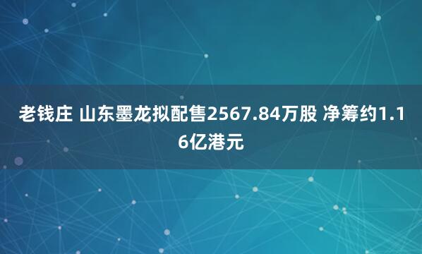 老钱庄 山东墨龙拟配售2567.84万股 净筹约1.16亿港元